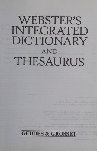 Cover for Websters Integrated Dictionary and Thesaurus (US English)