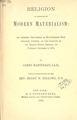 Cover for Modern materialism in its relations to religion and theology