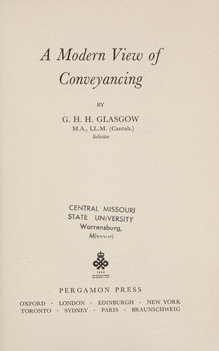 Cover for A modern view of conveyancing
