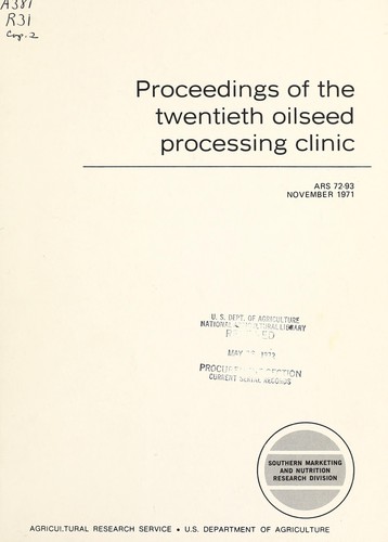 Cover for Proceedings of the twentieth Oilseed Processing Clinic, held at New Orleans, La., February 4 and 5, 1971