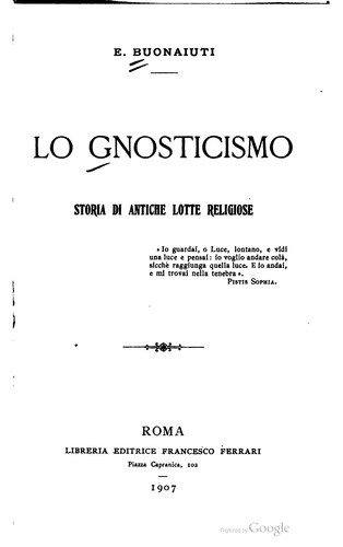 Cover for Lo gnosticismo