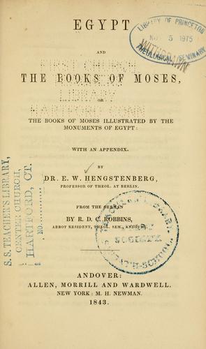 Cover for Egypt and the books of Moses