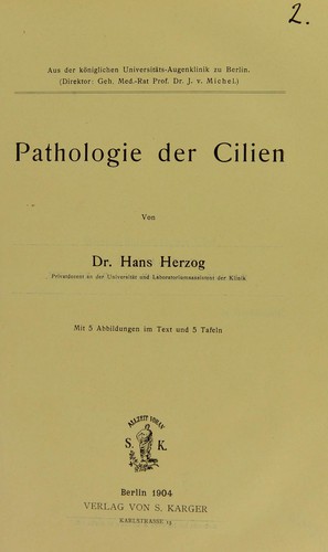 Cover for Pathologie der Cilien