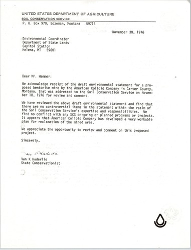 Cover for Public comments on draft environmental impact statement proposed open cut mining contract for American Colloid Company