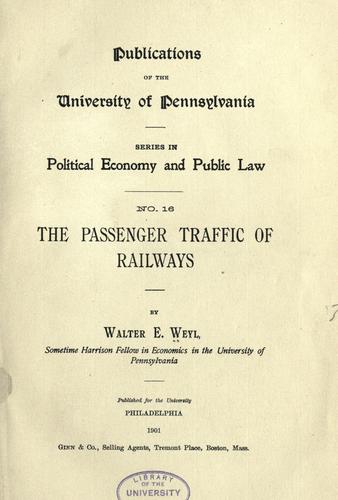 Cover for The passenger traffic of railways