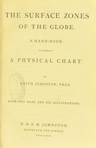 Cover for The surface zones of the globe : a handbook to accompany a physical chart