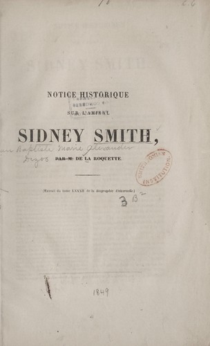 Cover for Notice historique sur l'amiral Sidney Smith