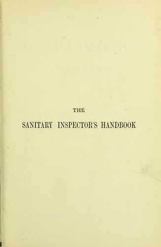 Cover for The sanitary inspector's handbook