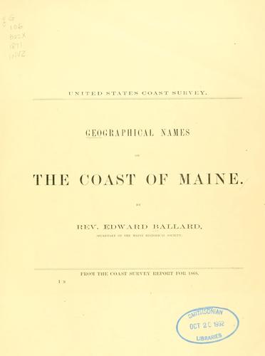 Cover for Geographical names on the coast of Maine