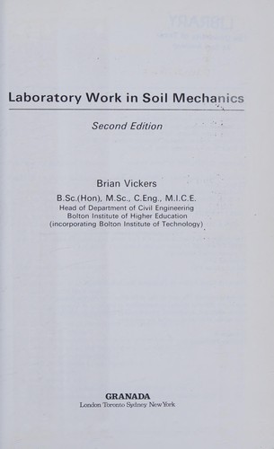 Cover for Laboratory Work in Soil Mechanics