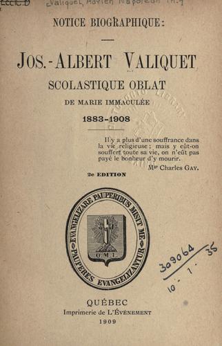 Cover for Notice biographique: Jos.-Albert Valiquet