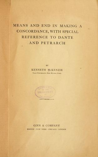 Cover for Means and end in making a concordance