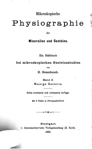 Cover for Mikroskopische Physiographie der Mineralien und Gesteine: Ein Hülfsbuch bei ...