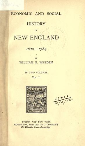 Cover for Economic and social history of New England, 1620-1789.