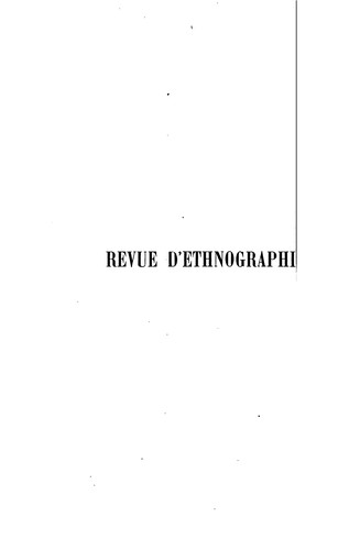 Cover for Revue d'ethnographie