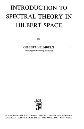 Cover for Introduction to spectral theory in Hilbert space