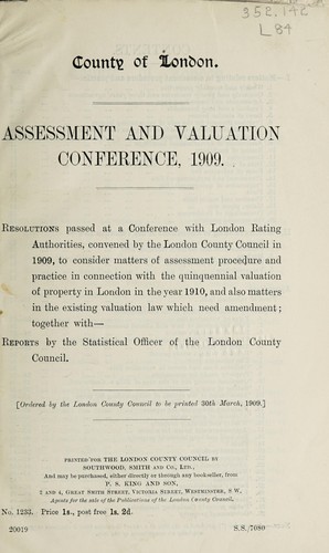 Cover for Assessment and valuation conference, 1909