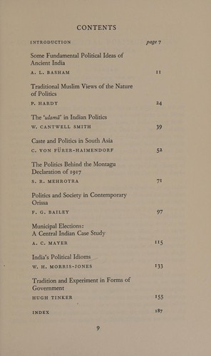 Cover for Politics and society in India.