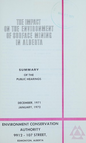 Cover for Impact on the Environment of Surface Mining in Alberta