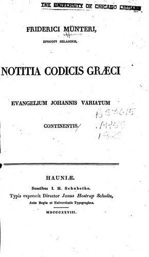 Cover for Notitia codicis græci evangelium Johannis variatum continentis