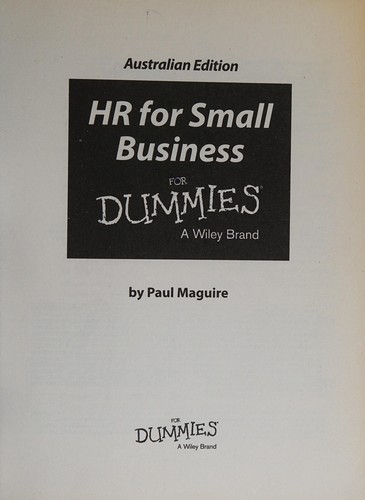 Cover for HR for small business for dummies