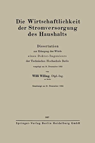 Cover for Die Wirtschaftlichkeit der Stromversorgung des Haushalts