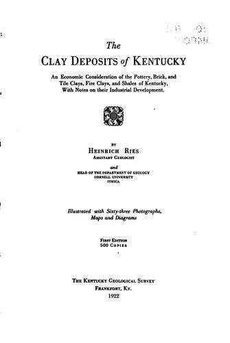 Cover for The clay deposits of Kentucky