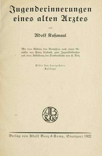 Cover for Jugenderinnerungen eines alten Arztes.
