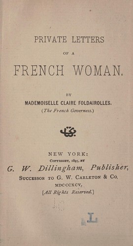 Cover for Private letters of a French woman