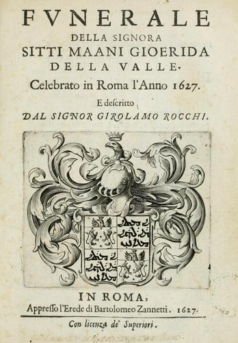 Cover for Funerale della signora Sitti Maani Gioerida della Valle.