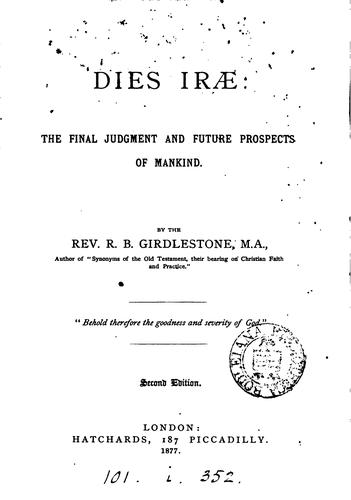 Cover for Dies iræ, the final judgment and future prospects of mankind