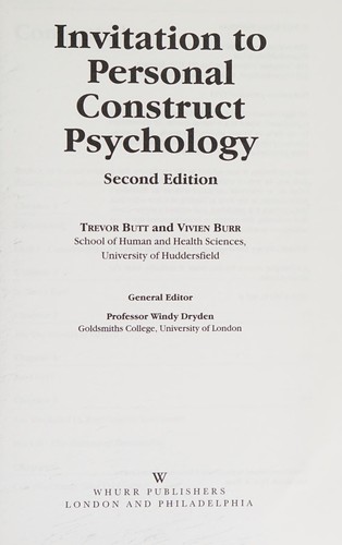 Cover for Invitation to personal construct psychology