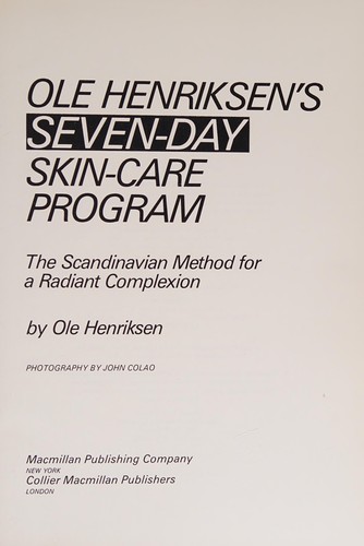 Cover for Ole Henriksen's Seven-day skin care program