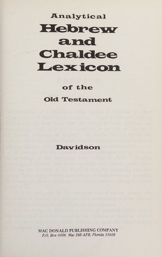 Cover for Analytical Hebrew and Chaldee Lexicon of the Old Testament