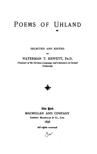 Cover for Poems of Uhland