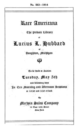 Cover for The valuable private library of Lucius L. Hubbard