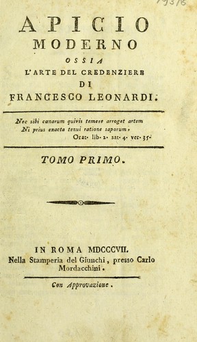 Cover for Apicio moderno ossia l'arte del credenziere