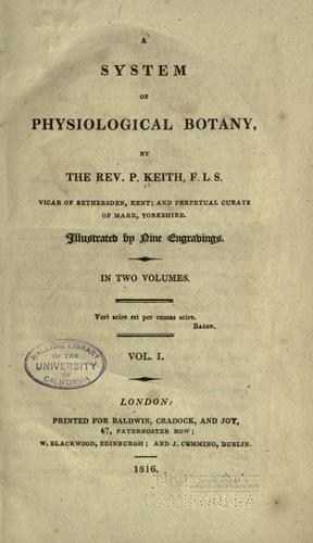 Cover for A system of physiological botany