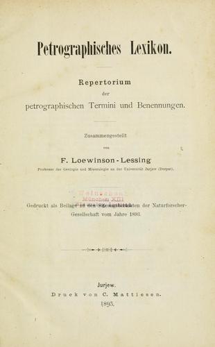 Cover for Petrographisches Lexikon