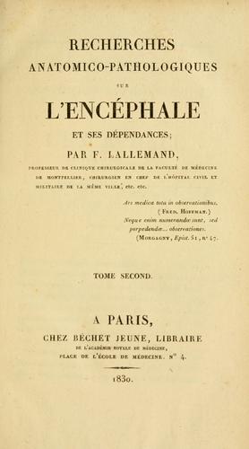 Cover for Recherches anatomico-pathologiques sur l'enchale et ses dendances.