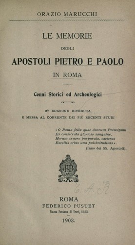 Cover for Le memorie degli apostoli Pietro e Paolo in Roma