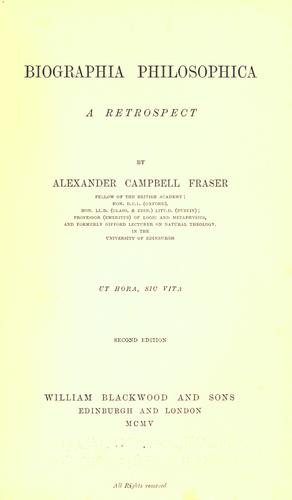Cover for Biographia philosophica