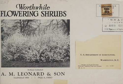 Cover for Worthwhile flowering shrubs for 1938