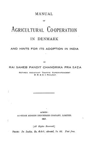 Cover for Manual of agricultural co-operation in Denmark