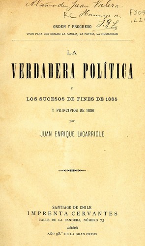 Cover for La verdadera política y los sucesos de fines de 1885 y principios de 1886