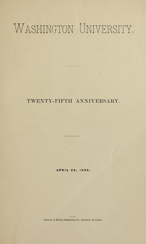 Cover for Washington University, twenty-fifth anniversary address