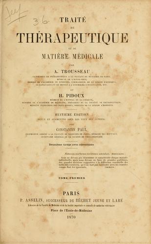 Cover for Traité de thérapeutique et de matière médicale