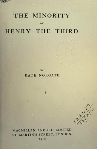 Cover for The minority of Henry the Third.