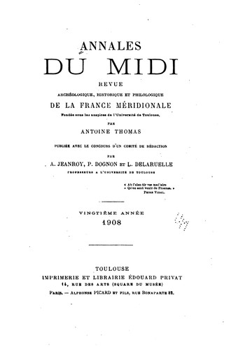 Cover for Annales du Midi