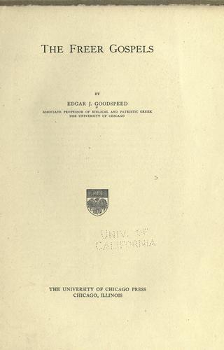 Cover for The Freer Gospels